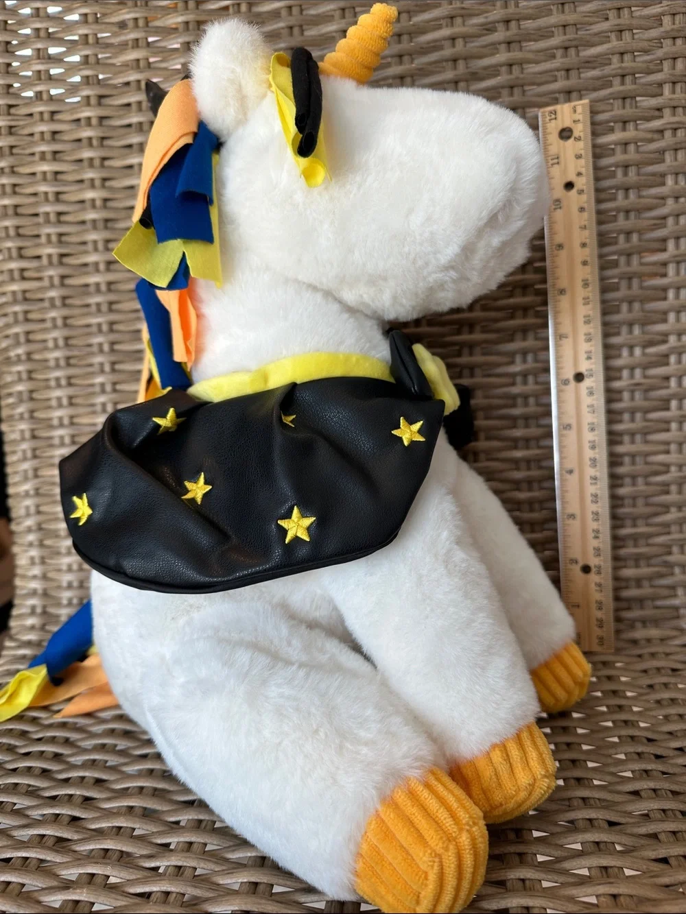 Giggle Scape White Unicorn Witch Costume Plush for Kids - Yellow & Black